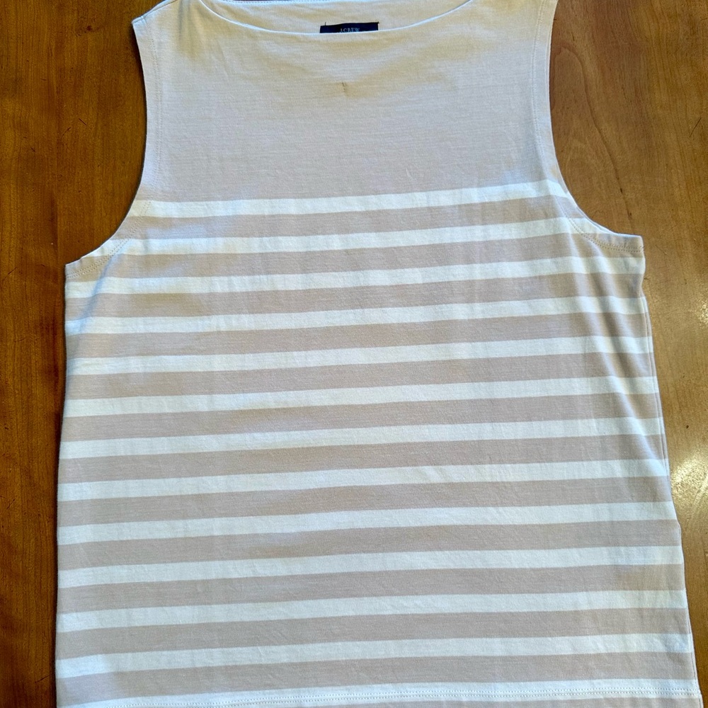 Chic Striped Tank Top - Cream and Tan